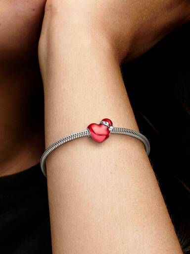 Metallic Red Christmas Heart Charm