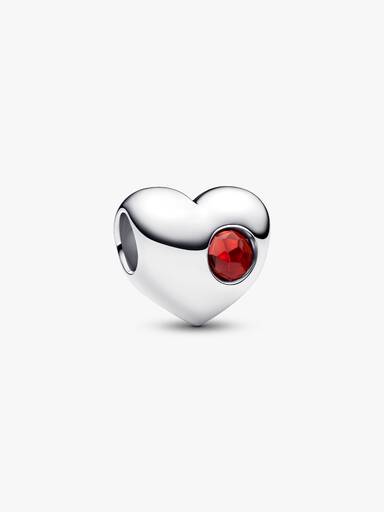 Engravable Red Stone Heart Charm