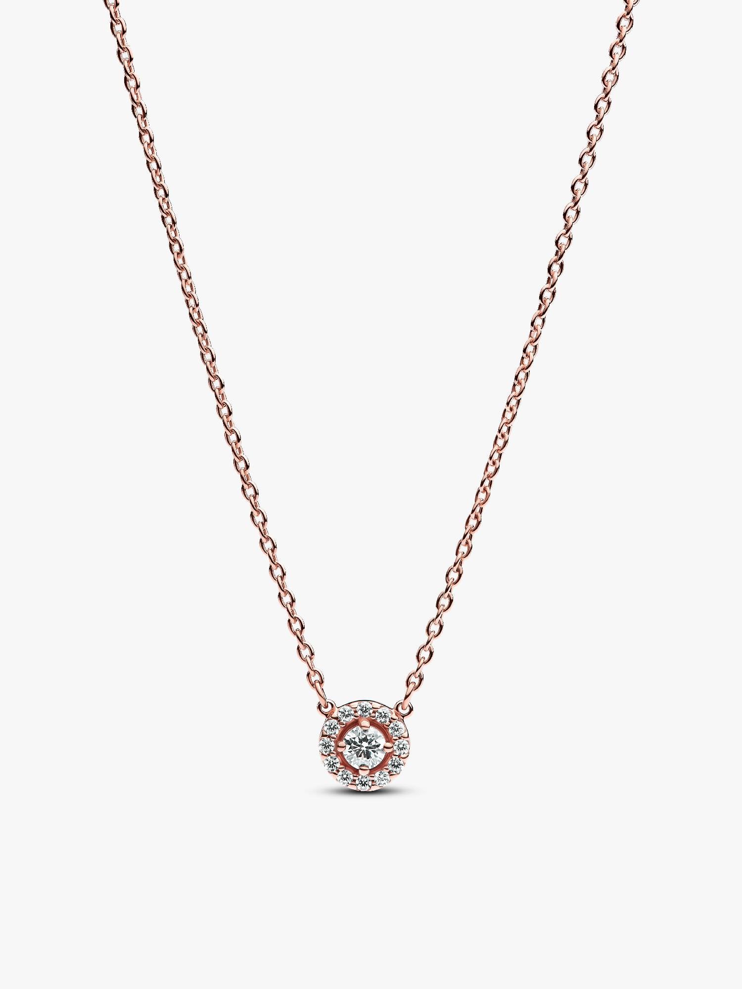 Round Pavé Halo Pendant Necklace