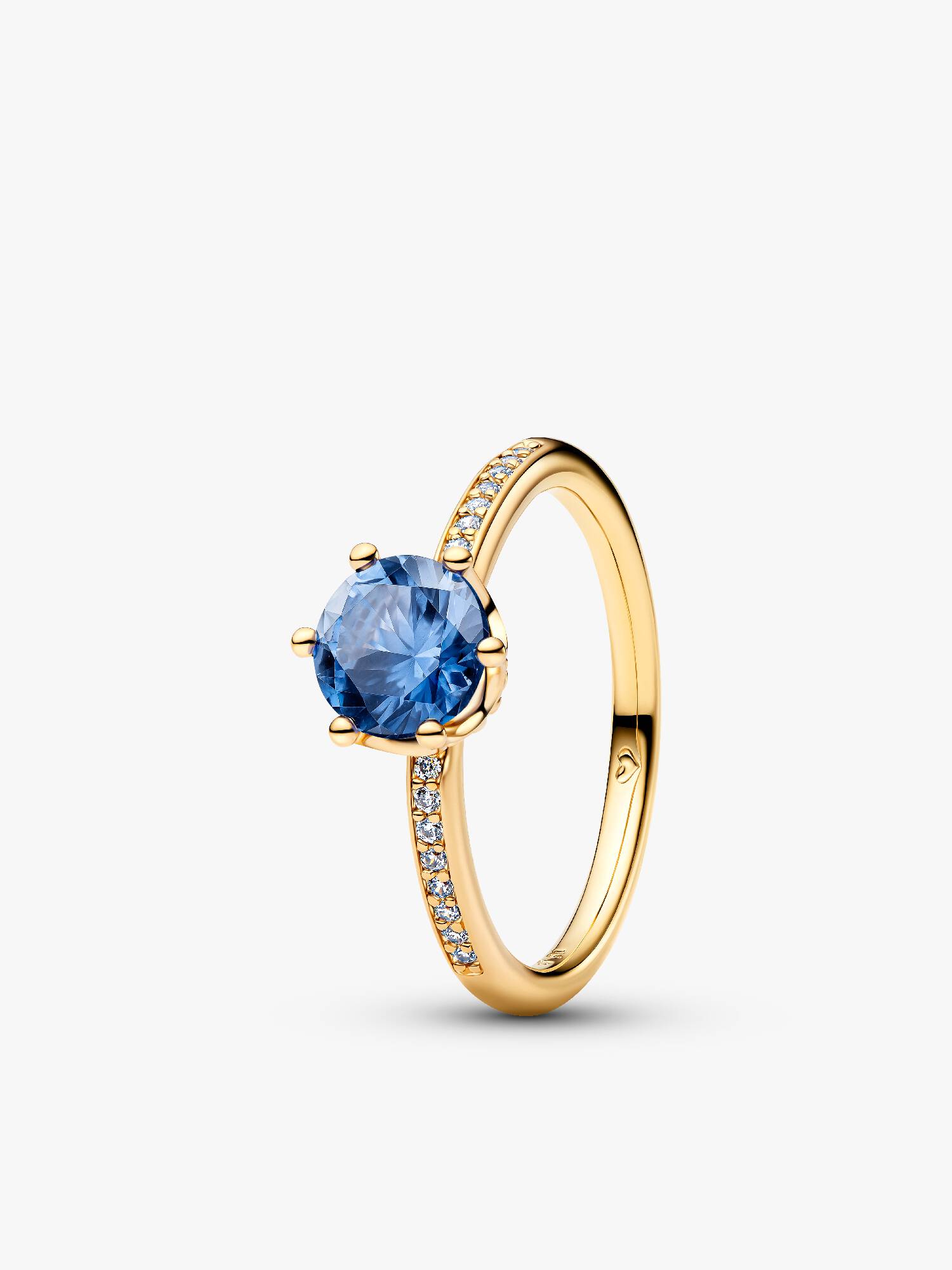 Blue Sparkling Crown Solitaire Ring