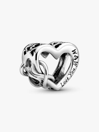 Heart and infinity sterling silver charm