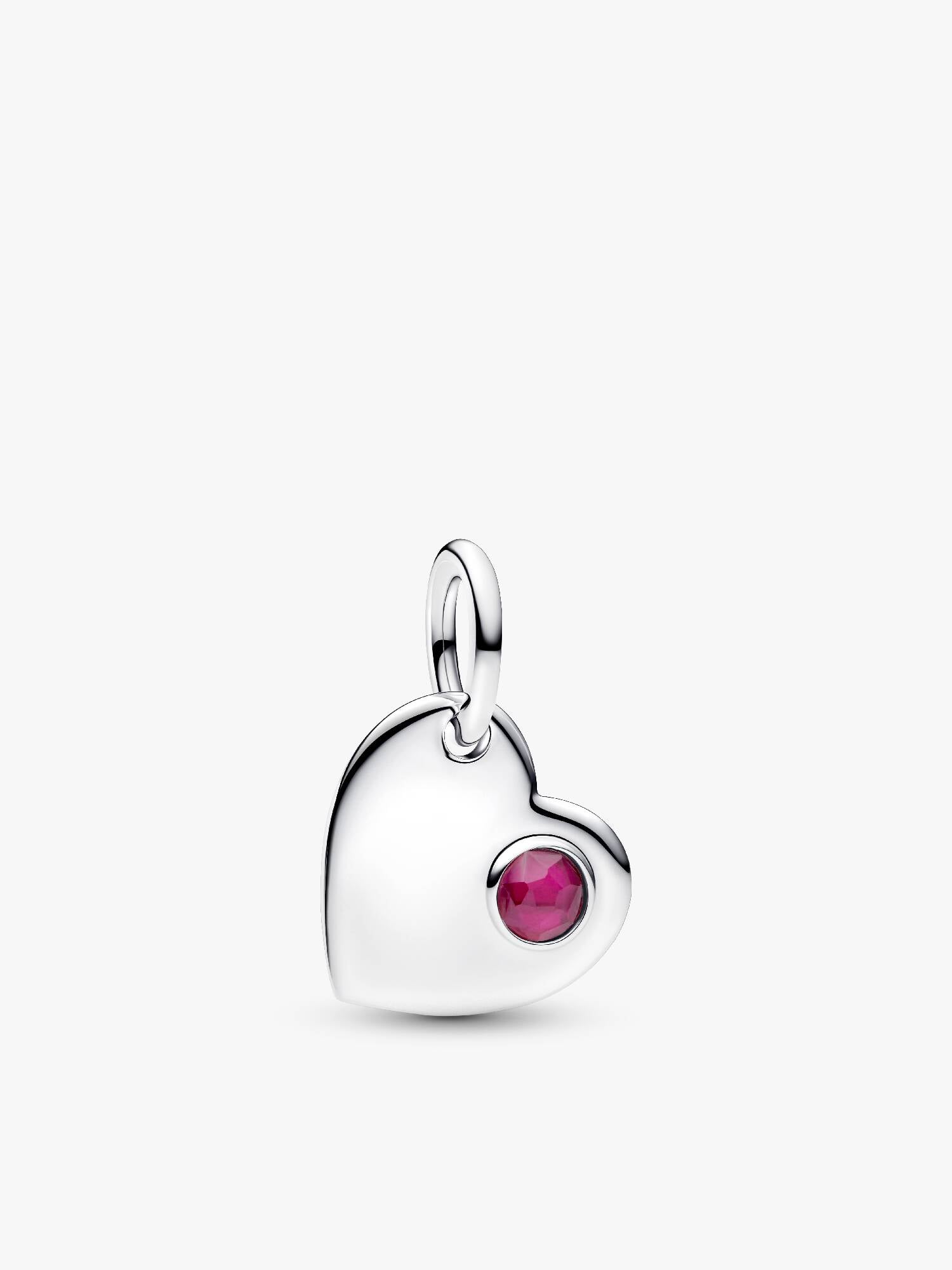 July Engravable Heart True Red Stone Dangle Charm