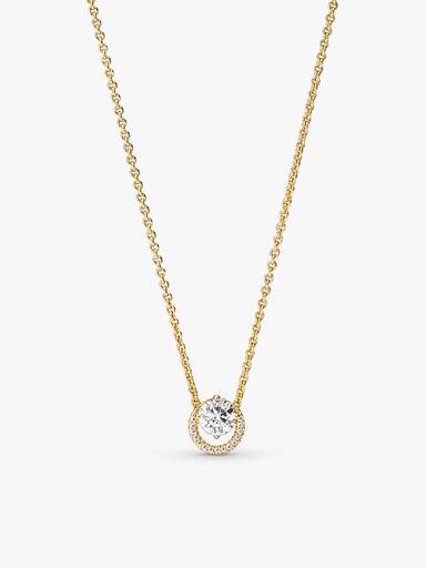 Round Halo 14K Gold-Plated Jewelry Set