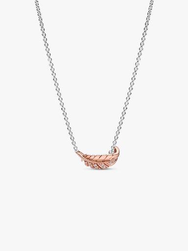 Two-Tone Floating Curved Feather Collier Necklace